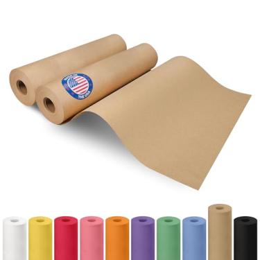 Imagem de Rolo de papel kraft marrom de 30,5 cm x 5,486 cm (55 m), pacote com 2 – Papel artesanal de qualidade feito nos EUA para embrulho de presente, artes e artesanato infantil, projetos escolares - 100%