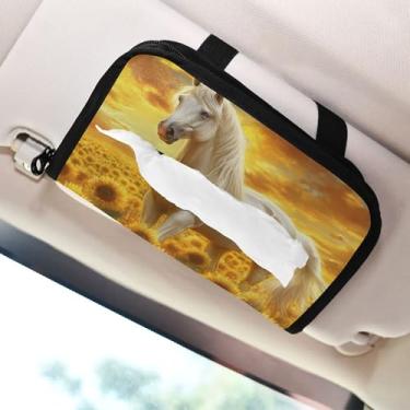 Imagem de SEHANY Suporte de lenços de carro Majestic Horse, caixa de lenços para carro, viseira solar, porta-guardanapos retangular, dispensador de máscara de carro, caixa de lenços de papel para automóveis