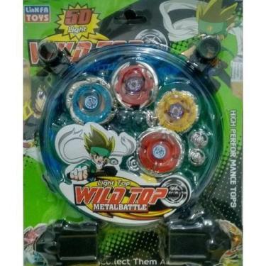 Imagem de Brinquedo Infantil Kit Beyblade Tornado Wild Top Metal Battle 5D Azul