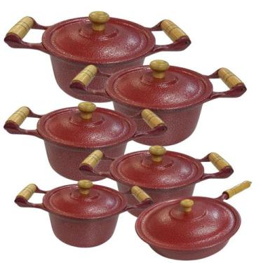 Imagem de Jogo de Panelas Alumínio Batido Fundido 6 Peças Craquelada Grossa com 