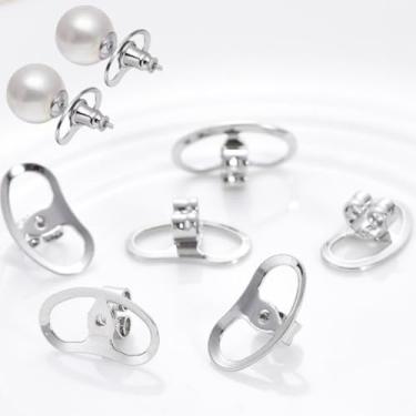 Imagem de Almofadas de brinco hipoalergênicas ajustáveis grandes confortáveis para brincos pesados, pacote com 6, uso diário, eventos, viagens, prateado