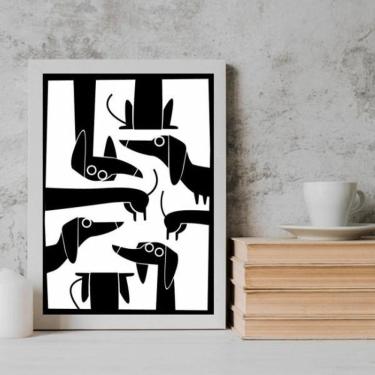 Imagem de Quadro Decorativo Cachorro Salsicha 45x34cm - Moldura Preta