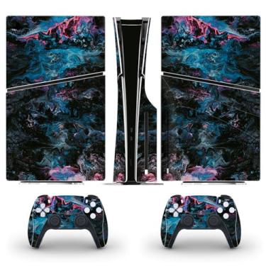 Imagem de Adesivo protetor de vinil para PS5 Slim Skin para console de jogos e controle (para disco fino)