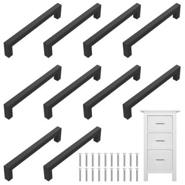 Imagem de MABCIRY Puxador de gaveta de barra quadrada de aço inoxidável, puxador de armário de estilo quadrado versátil com espaçamento de orifício de 160 mm, alças de armário de fácil instalação para banheiro