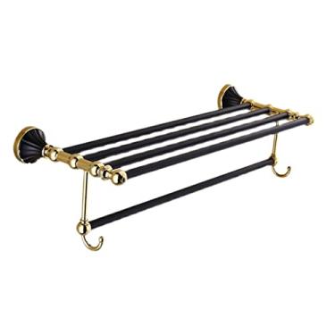 Imagem de Toalheiro retrô europeu, suporte dourado, suporte de toalha preto, acessórios de banheiro