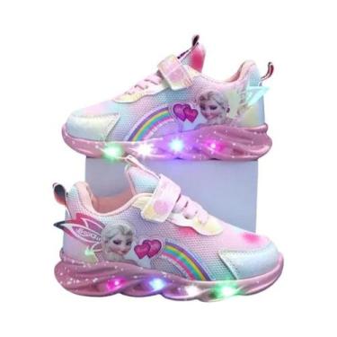 Imagem de Tênis Casuais LED Com Estampa Da Princesa Elsa De Frozen Para Meninas,