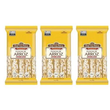 Imagem de Kit com 3 Flocos de Arroz Natural Caramelado 100G Vegano - Dacolônia
