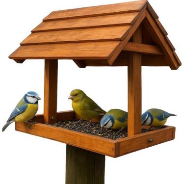 Imagem de Casinha de Passarinho Para Jardim Comedouro Para Aves Tratador Aliment