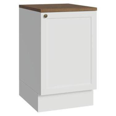 Imagem de Balcão de Cozinha 50cm 1 Porta Branco Tampo Rustic Vik Madesa, Branco/