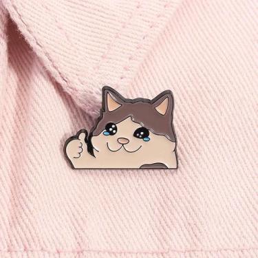 Imagem de Pin De Esmalte Gato Chorando Com Polegar Para Cima Kawaii, Broche De A
