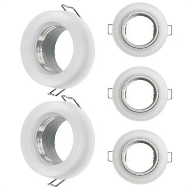 Imagem de Kit 5 Spot Taschibra Redondo Embutir Vidro Jateado Sp23 Mr16 Bivolt