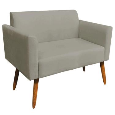 Imagem de Poltrona Namoradeira Isabella Pés Palito Madeira Suede Nude