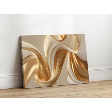 Imagem de Quadros Decorativos  Sala Abstrato Ondas Douradas 130x90 Linha Premium