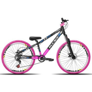 Imagem de Bicicleta aro 26 KOG Freeride Kit Single Pneus Flame, Preto rosa, Azul