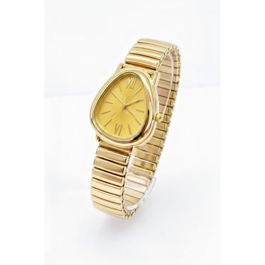 Imagem de Relógio Feminino Pequeno de Pulso Pulseira Elastica  Marfim Dourado White 38mm