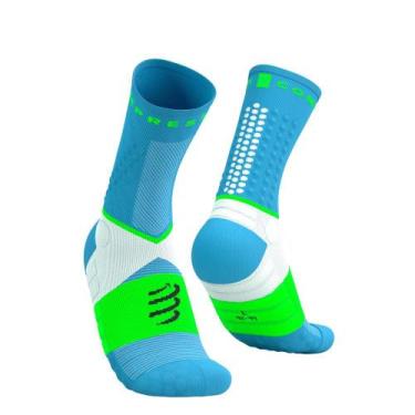 Imagem de Meias Ultra Trail V2.0 Azul Claro Verde Neon - Compressport, T1