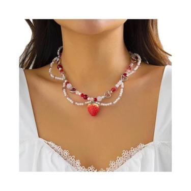 Imagem de Colar Com Pingente De Morango Vermelho, Estilo Coreano Gótico Y2K, Cor