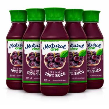 Imagem de Kit 5 Suco de Uva e Maçã NATURAL ONE 180ml 100% suco