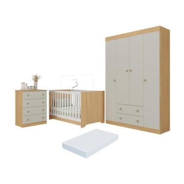 Imagem de Quarto de Bebê Completo com Berço Americano 3 em 1 Colchão Incluso Enc