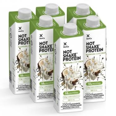 Imagem de Kit 6 Suplemento NOT SHAKE Protein Baunilha c/ Coco 250ml - NotCo