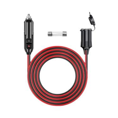 Imagem de Cabo Extensor Divisor De Tomada De Isqueiro Automotivo 12V 24V Com Fus