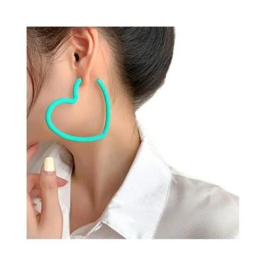 Imagem de Brincos De Argola Grandes De Acrílico Neon Femininos Com Estrela, Joia