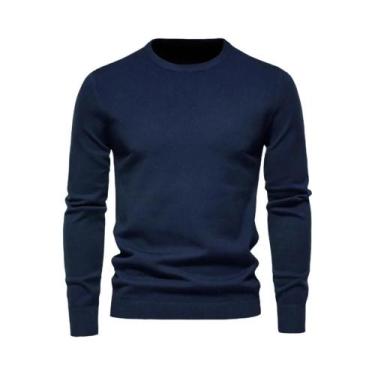 Imagem de Suéter Masculino De Inverno Grosso De Manga Longa Com Gola Redonda, Co