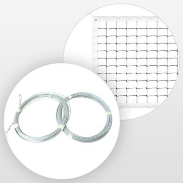 Imagem de Kit Rede de Vôlei Oficial 04 Lonas + Cabo de Aço Galvanizado 3/32 Pang