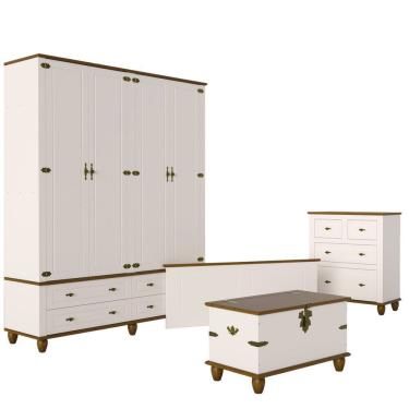 Imagem de Kit Quarto Completo Retrô Off White/Nogueira