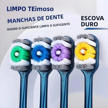Imagem de Escova De Dentes Manual Para Adultos Com Cerdas Duras, Pacote Com 6, P