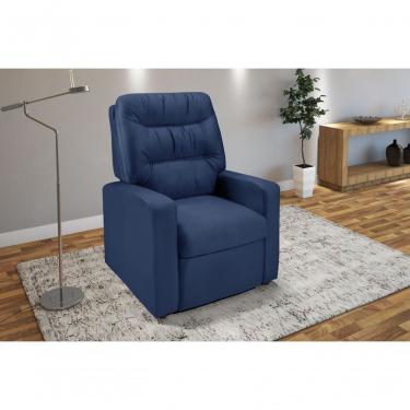 Imagem de Poltrona Do Papai Reclinável Paris Suede Encosto Fibra Silicone Azul Império Estofados
