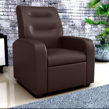 Imagem de Poltrona Reclinável Decorativa Pireu Couro Sintético Espuma D23 Marrom CasaH