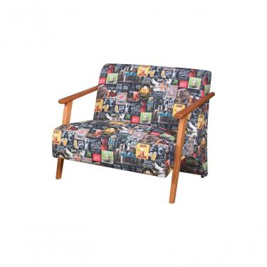 Imagem de Poltrona Namoradeira Venus Retro Bar 107 Madeira Maciça Suede Estampada Unidecor