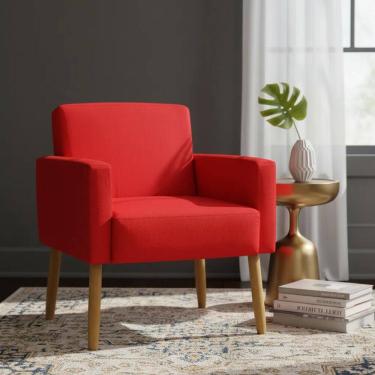 Imagem de Poltrona Hope Decorativa Confortável Para Sala Quarto Recepção Tecido Suede Pés Palito