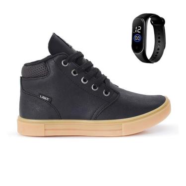 Imagem de Tenis Botinha Infantil Meninos Casual Cano Alto Confortavel + Relogio-Masculino