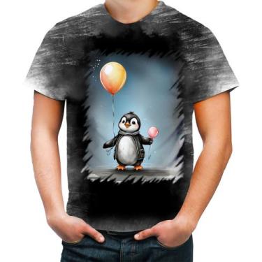 Imagem de Camiseta Desgaste Bebê Pinguim com Balões Crianças 14 - DESIGN CAMISET