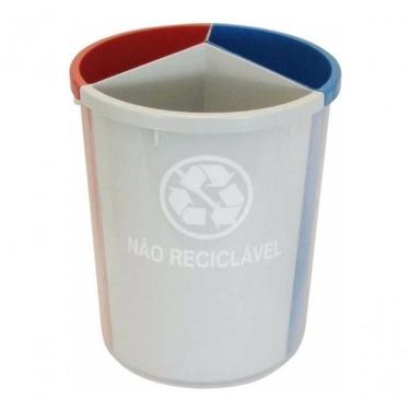 Imagem de Lixeira para Coleta Seletiva MIX-3 30L Polietileno com 3 Divisórias Removíveis para Escritório