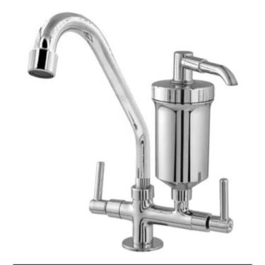 Imagem de Torneira com Filtro de Bancada Bica Móvel 1-4 de Volta para Mesa em Plástico ABS Cromado com Válvula Cerâmica Prata OEM