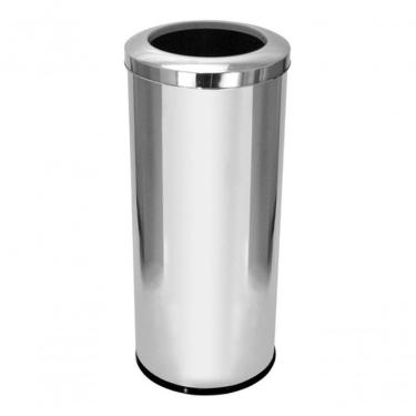 Imagem de Lixeira Inox com Aro 50 Litros 50L Aço Inox Abertura Manual para Cozinha Banheiro Escritório Inox