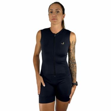 Imagem de Macaquinho Fitness Feminino Corrida Treino Zero Transparencia Roupa De Academia Shorts com Bolsos-Feminino