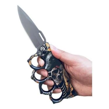 Imagem de Canivete Chefe Indiano Soqueira Inglês Knuckle Semi Automático Tático 