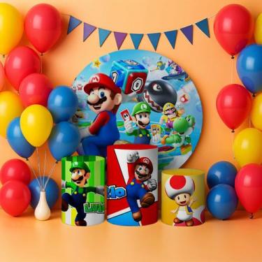 Imagem de Capas Painel Redondo Cilindros Decoração Mario Encanador - Genérica