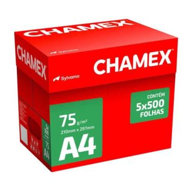 Imagem de Papel Sulfite A4 Chamex Office 75g Caixa 2500 Folhas 5 Resmas