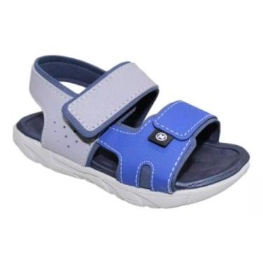 Imagem de Sandália Papete Molekinho Azul Cinza Infantil Masculina -, Cinza, Azul