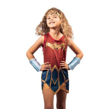 Imagem de Fantasia Infantil Super Magia Mulher Maravilha Vermelho - Nova Brink, 