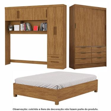 Imagem de Guarda Roupa Casal Modulado Sevilha 5 e 2 Portas 8 Gavetas com Cama Casal Carioca Móveis