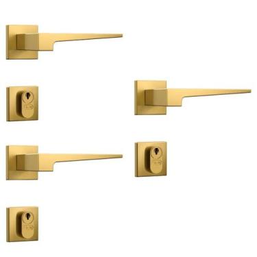 Imagem de Kit 3 Fechaduras Espelho Dourada Externa Interna 3200 Stam, 3 Normais
