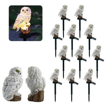 Imagem de Coruja Luminaria Solar Kit 11 Uni Jardim Quintal Casa Decoraçao Enfeite Multiuso Luz Led Resistente Escultura Aves