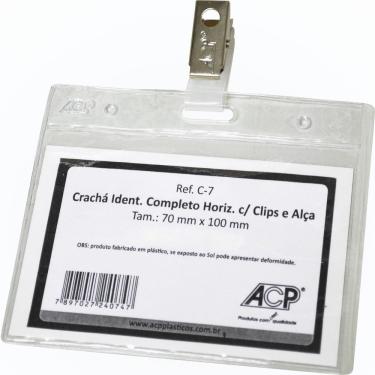 Imagem de Crachá Com Presilha Cristal Horizontal 50unid - Acp