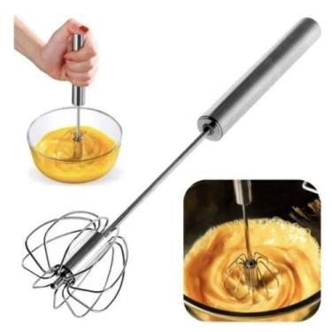 Imagem de Batedor Mixer Manual Giratório Aço Inox 30cm Batedor de Ovos e Massas 